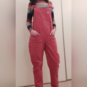 Coral Corduroy Overalls